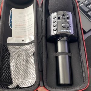 BONNOK - Black, Bluetooth karaoke microphone with Carrying Case